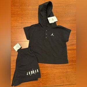 Jordan Black Hoodie and Shorts Ensemble